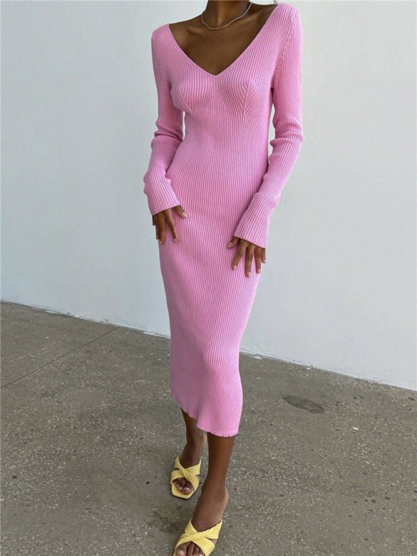 Levoire | Robe basique mode allround à manches longues slim tricotée