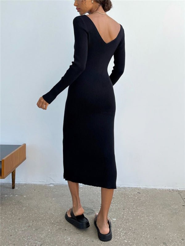 Levoire | Robe basique mode allround à manches longues slim tricotée