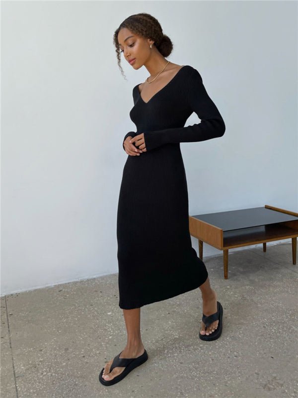 Levoire | Robe basique mode allround à manches longues slim tricotée
