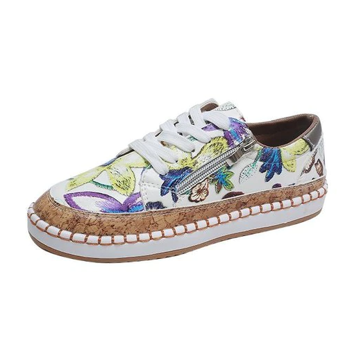 Levoire | Chaussures À Imprimé Floral Avec Semelle Ergonomique Blanc & Jaune