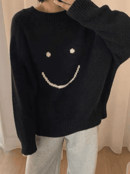 Levoire | Sweat-Shirt Surdimensionné À Visage Souriant Noir Taille unique