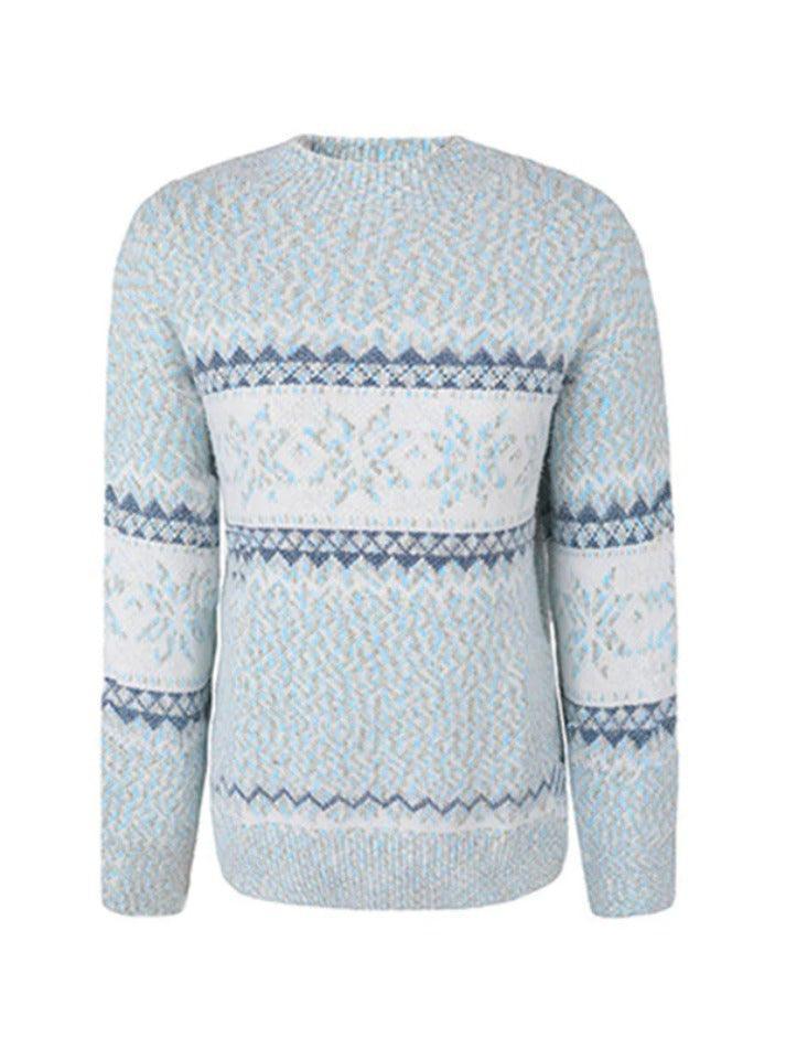 Levoire | Flocons De Neige Pull À Col Montant Jacquard Bleu