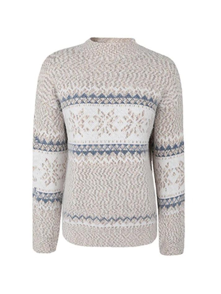 Levoire | Flocons De Neige Pull À Col Montant Jacquard Beige
