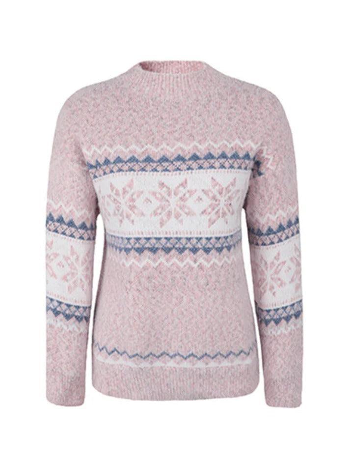Levoire | Flocons De Neige Pull À Col Montant Jacquard Rosa