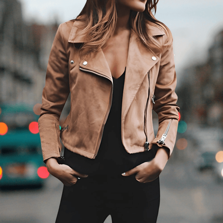 Levoire | Veste en cuir moderne pour femmes Design élégant et intemporel Kaki
