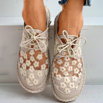 Levoire | Chaussures Élégantes Et Aérées À Motifs Floraux Beige