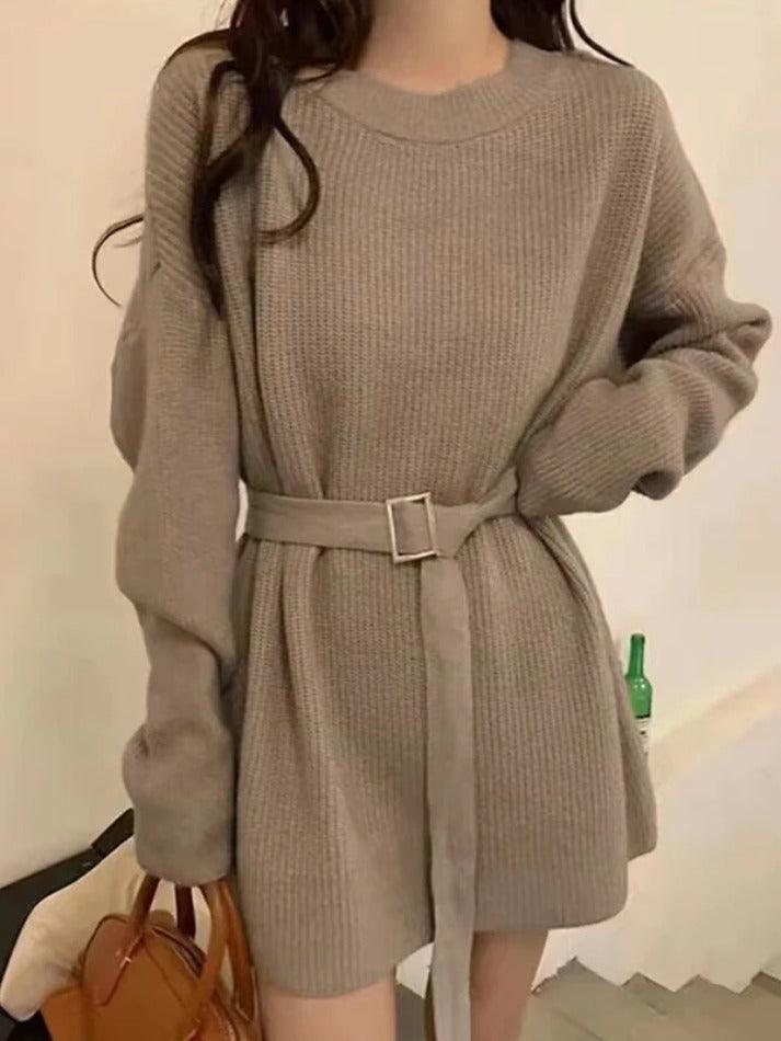 Levoire | Robe Mini Ceinture Unie Kaki UNE TAILLE