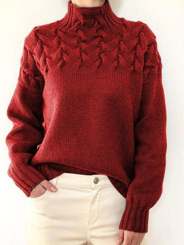 Levoire | Pull Col Roulé À Torsades Solide Rot