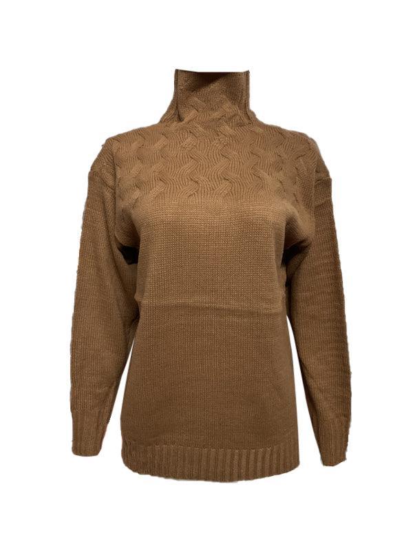 Levoire | Pull Col Roulé À Torsades Solide