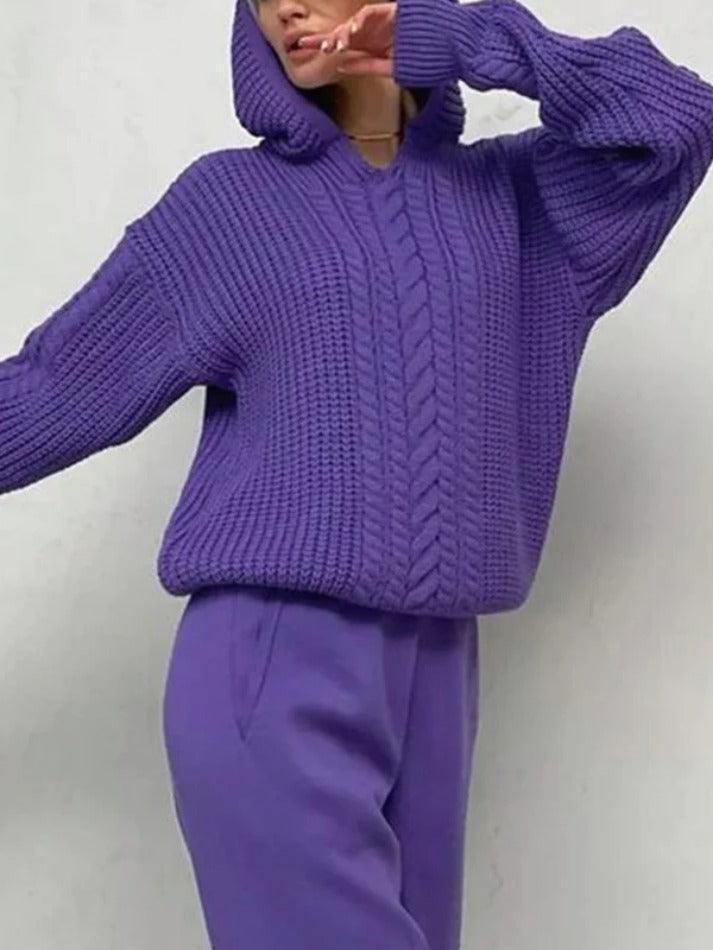 Levoire | Sweat À Capuche Uni Avec Tricot En Câble