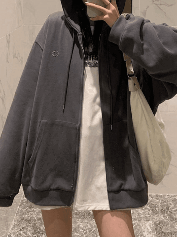 Levoire | Sweat À Capuche Zippé Uni Grande Taille