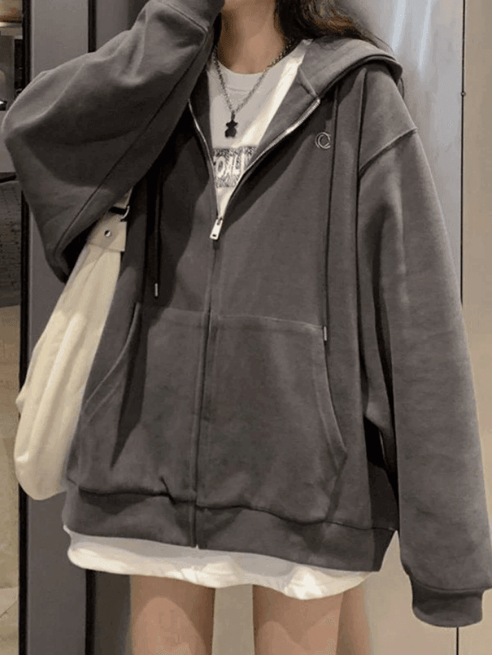 Levoire | Sweat À Capuche Zippé Uni Grande Taille Gris