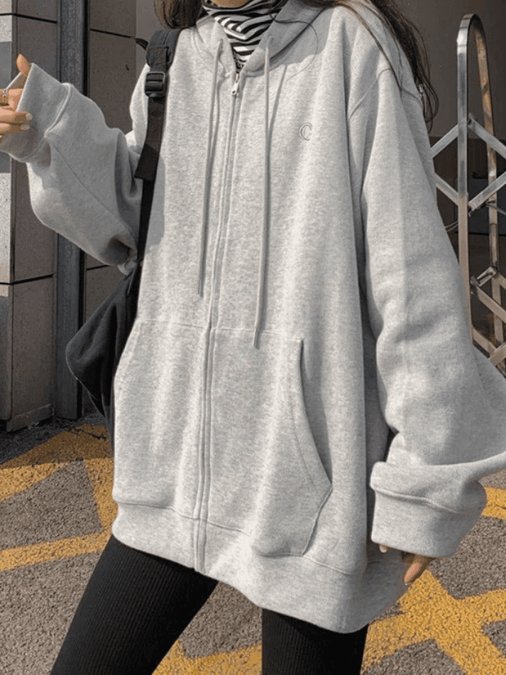 Levoire | Sweat À Capuche Zippé Uni Grande Taille