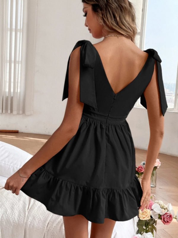Levoire | Robe volang à encolure en V profonde avec bretelle unie