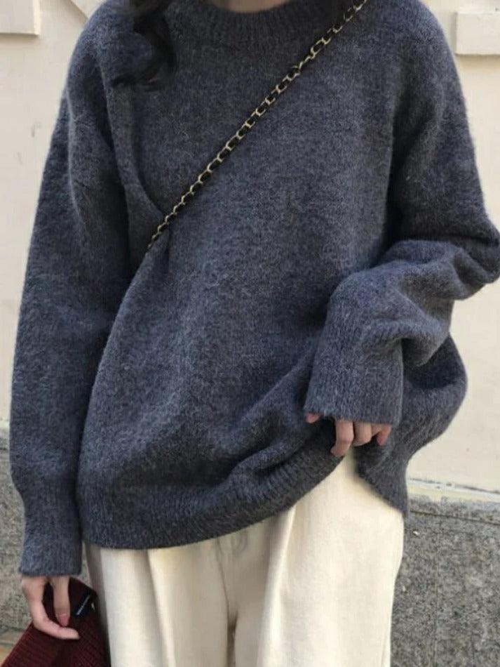 Levoire | Pull Col Rond Uni Gris UNE TAILLE