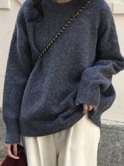 Levoire | Pull Col Rond Uni Gris UNE TAILLE