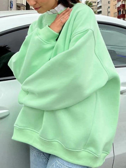 Levoire | Sweat-Shirt Oversize Solide Avec Col Rond Vert