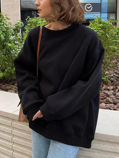 Levoire | Sweat-Shirt Oversize Solide Avec Col Rond Noir