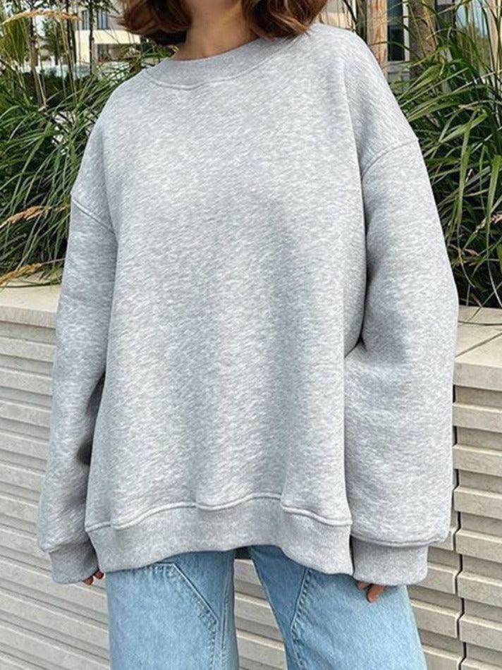 Levoire | Sweat-Shirt Oversize Solide Avec Col Rond Gris