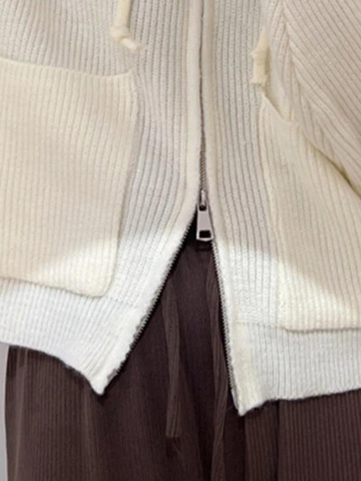 Levoire | Veste À Capuche En Tricot À Double Fermeture Éclair Classique
