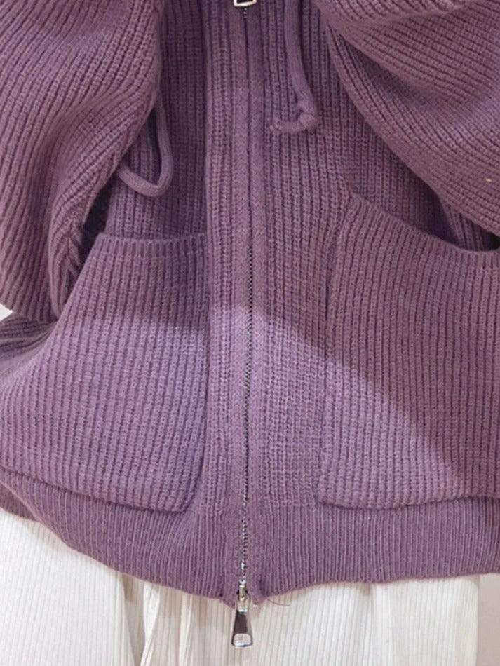 Levoire | Veste À Capuche En Tricot À Double Fermeture Éclair Classique