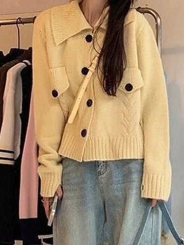 Levoire | Design Solides À Revers En Tricot Cardigan