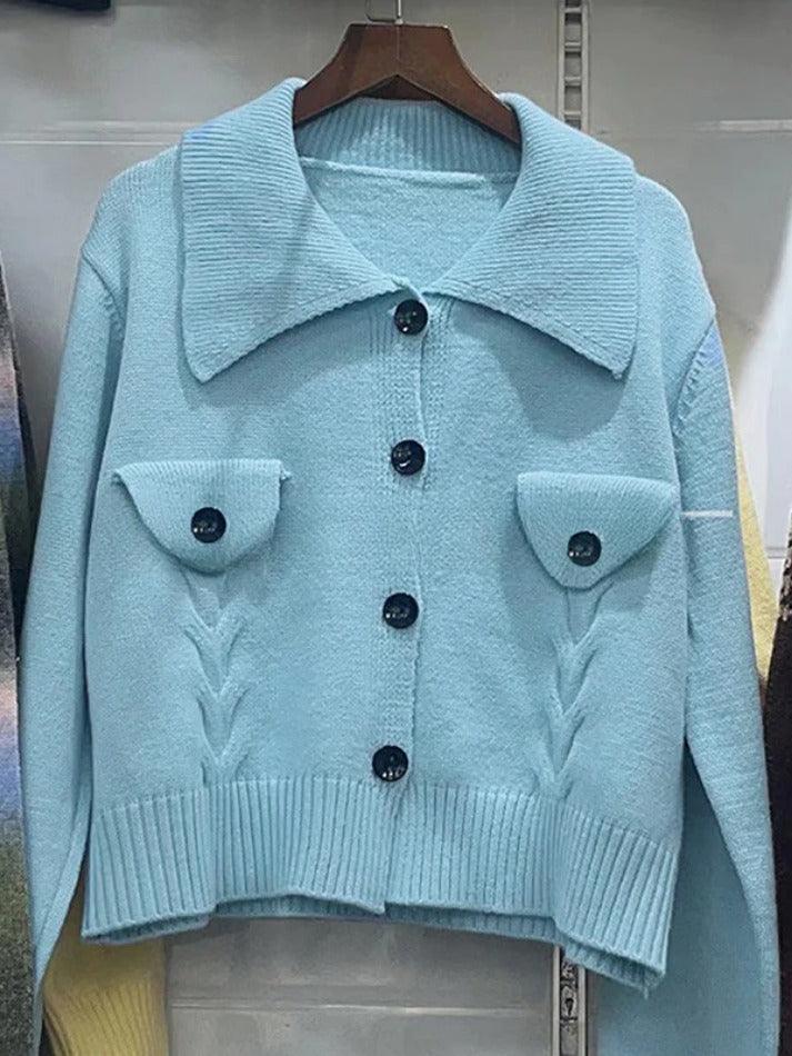 Levoire | Design Solides À Revers En Tricot Cardigan