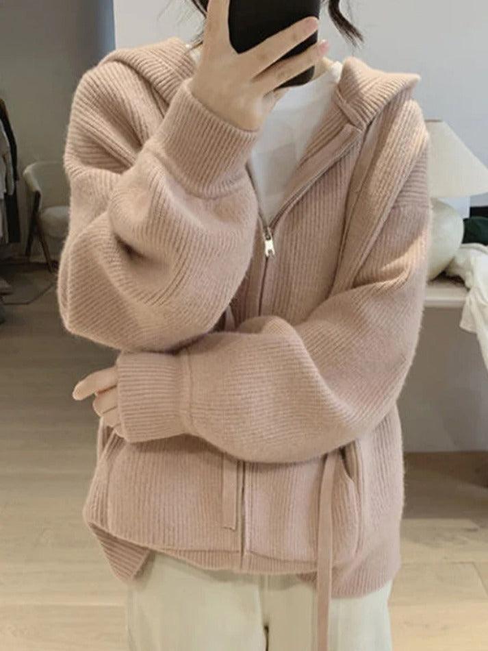 Levoire | Veste À Capuche En Tricot À Fermeture Éclair Classique
