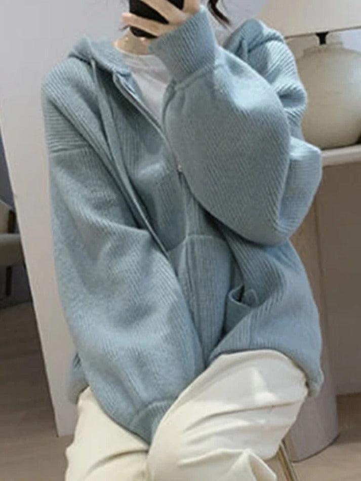 Levoire | Veste À Capuche En Tricot À Fermeture Éclair Classique