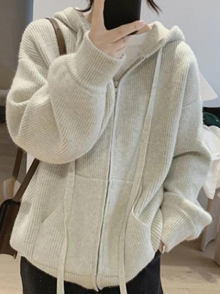Levoire | Veste À Capuche En Tricot À Fermeture Éclair Classique