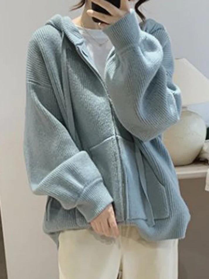 Levoire | Veste À Capuche En Tricot À Fermeture Éclair Classique