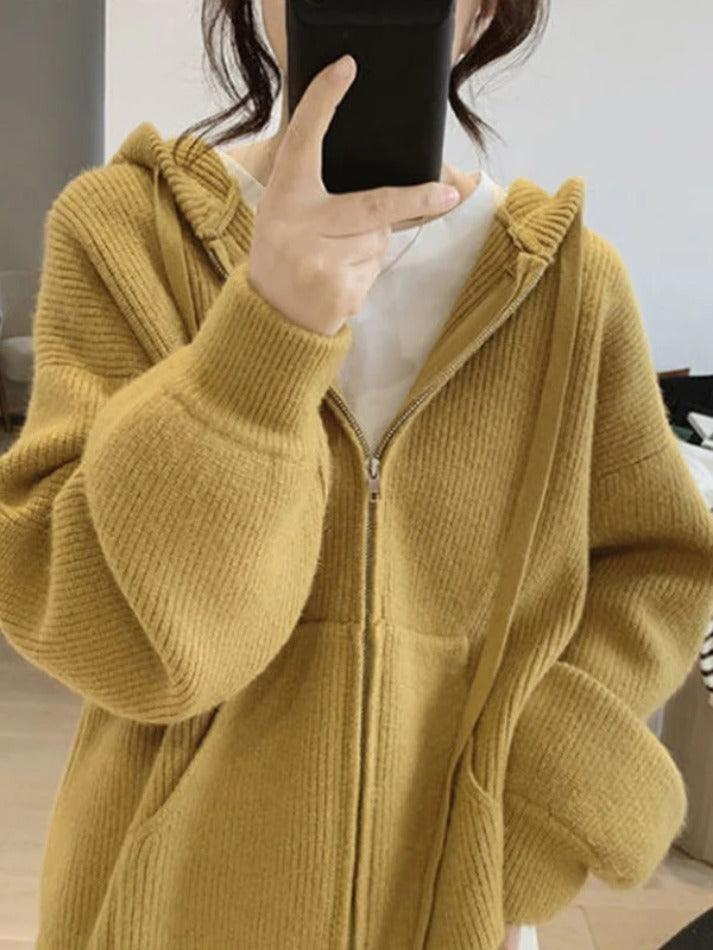 Levoire | Veste À Capuche En Tricot À Fermeture Éclair Classique