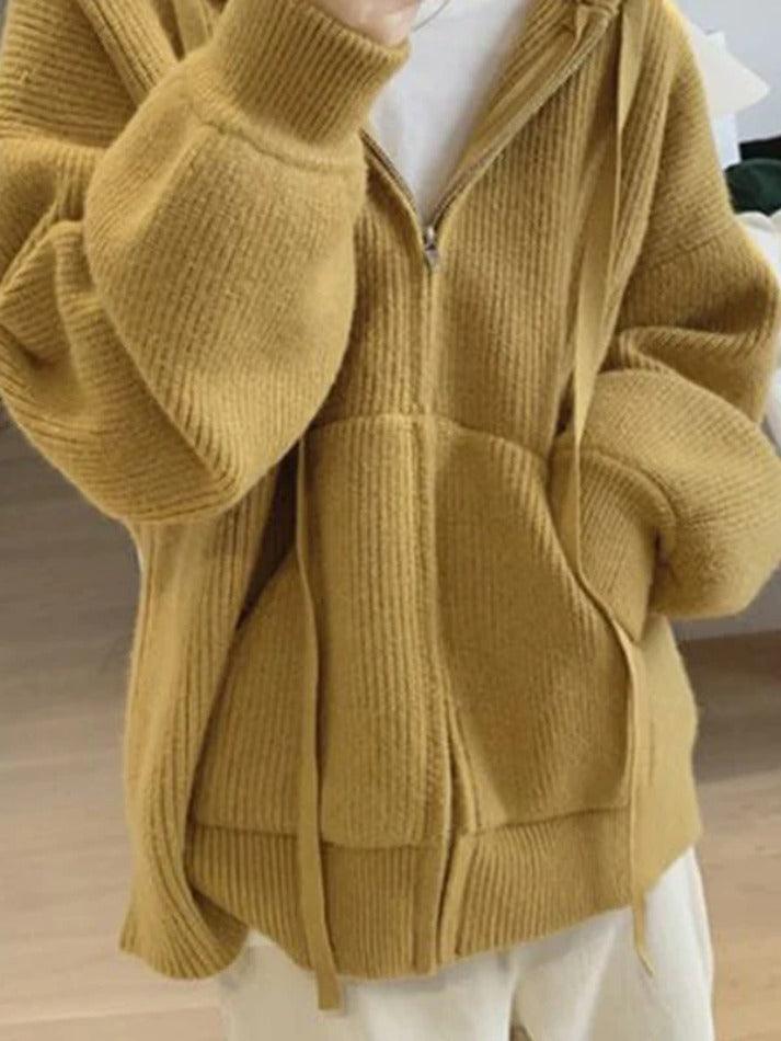 Levoire | Veste À Capuche En Tricot À Fermeture Éclair Classique