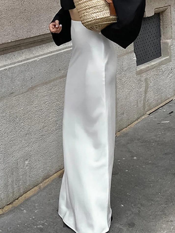 Levoire | Jupe Maxi Sirène En Satin À Taille Haute Simple