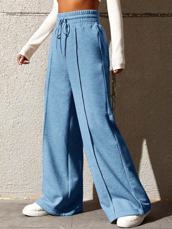 Levoire | Détails De Couture Solides Pantalons De Jogging Amples Bleu