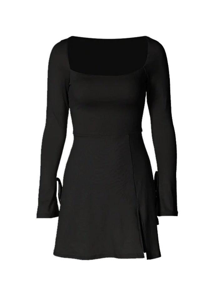 Levoire | Robe Mini À Col Carré, Manches Trompette, Fente