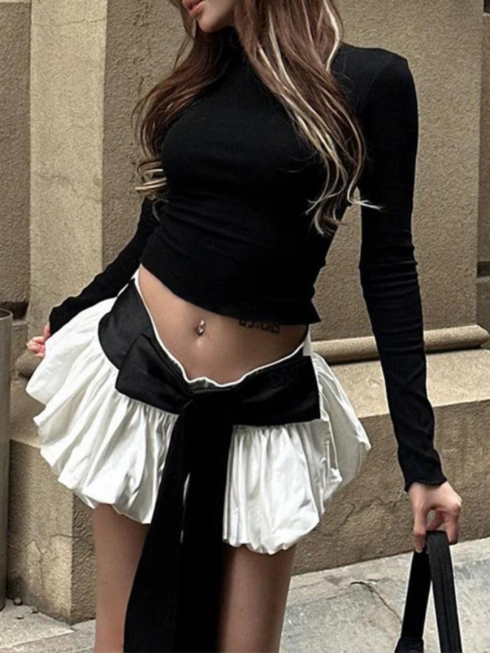 Levoire | Chemise À Manches Longues À Nouer Au Dos Et Jupe À Bretelles Décorée Noir
