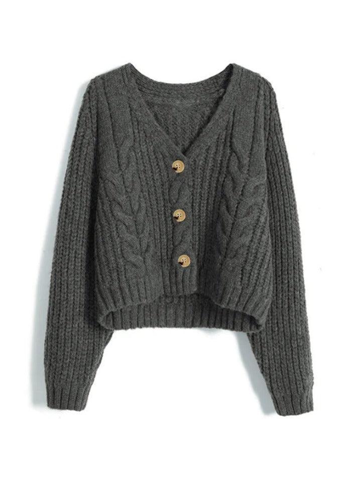 Levoire | Gilet En Tricot Câble Uni À Col En V Gris UNE TAILLE
