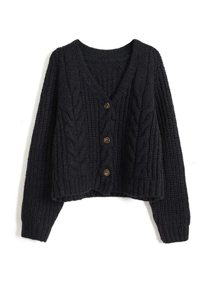 Levoire | Gilet En Tricot Câble Uni À Col En V Noir UNE TAILLE