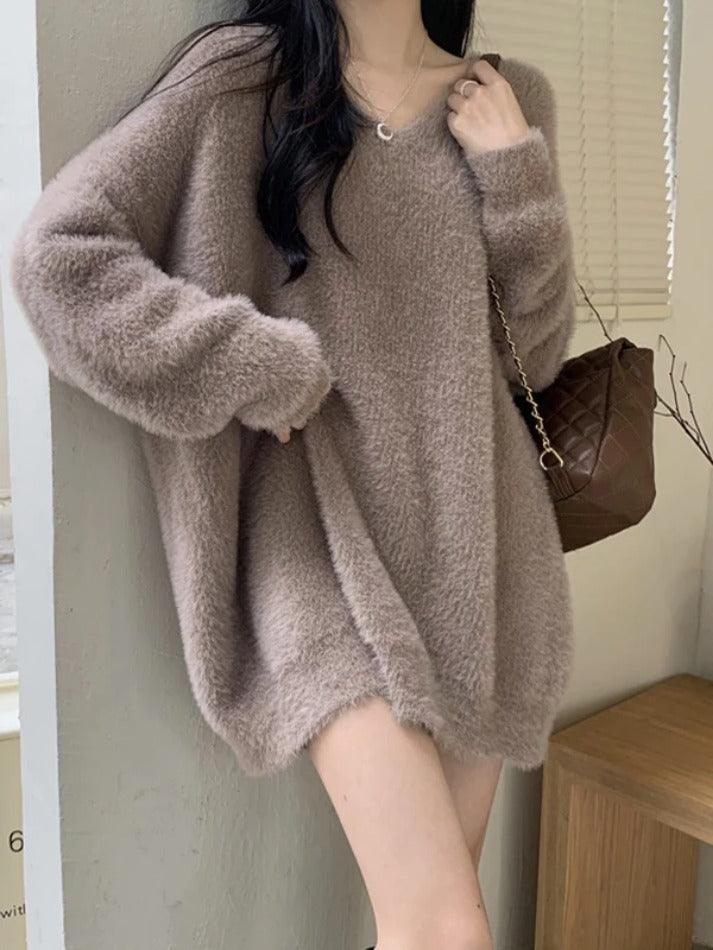 Levoire | Pull En Peluche À Encolure En V Unie