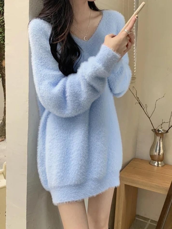 Levoire | Pull En Peluche À Encolure En V Unie