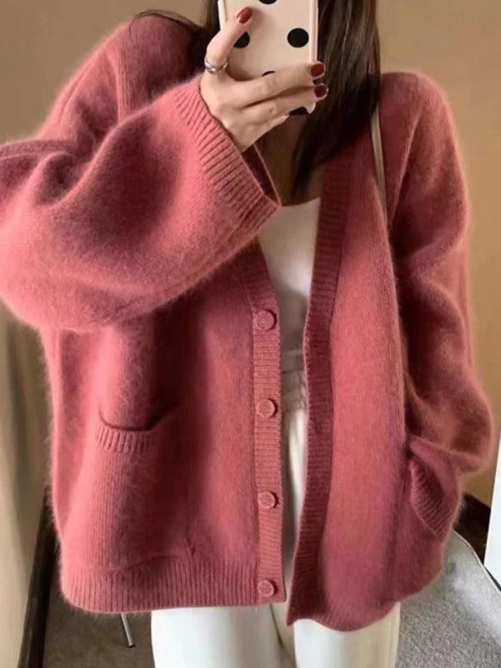 Levoire | Pull Ouvert À Encolure En V Uni Rosa UNE TAILLE