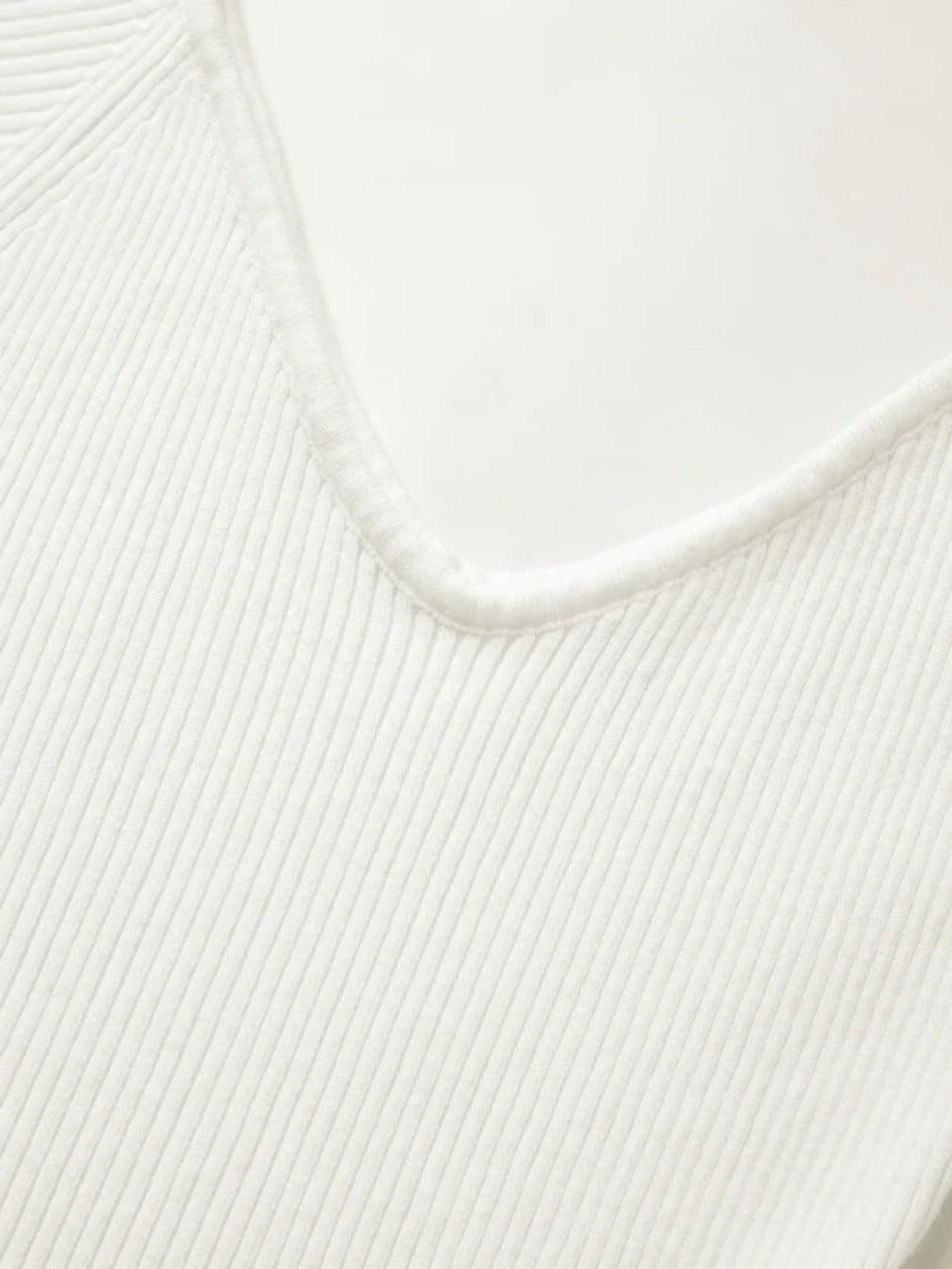 Levoire | Robe Mini En Tricot Côtelé À Encolure En V Unie