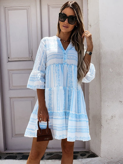 Levoire | Robe Boho Pour Femmes Robe Élégante Avec Franges Et Détails En Dentelle Bleu