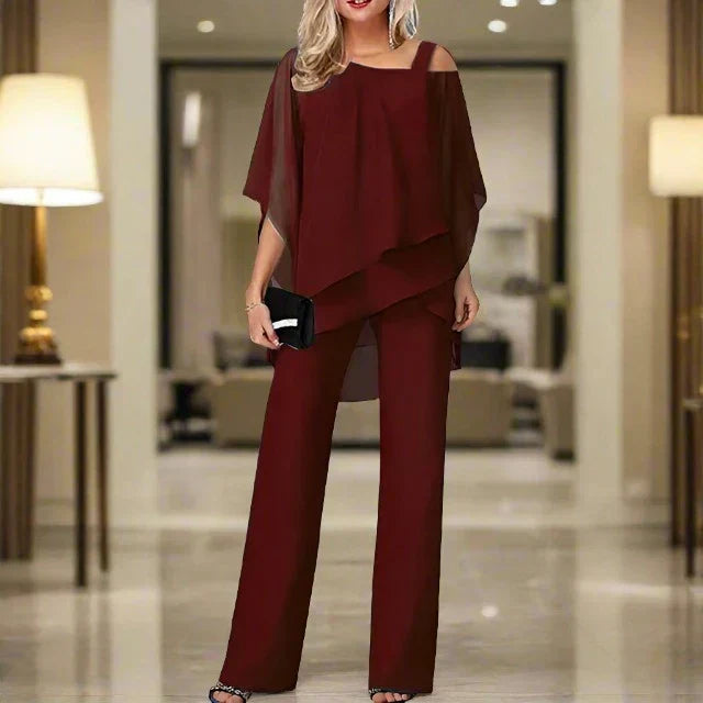 Levoire | Ensemble En Chiffon De Luxe Pour Femmes Ensemble Élégant Pour Soirées Festives Rot