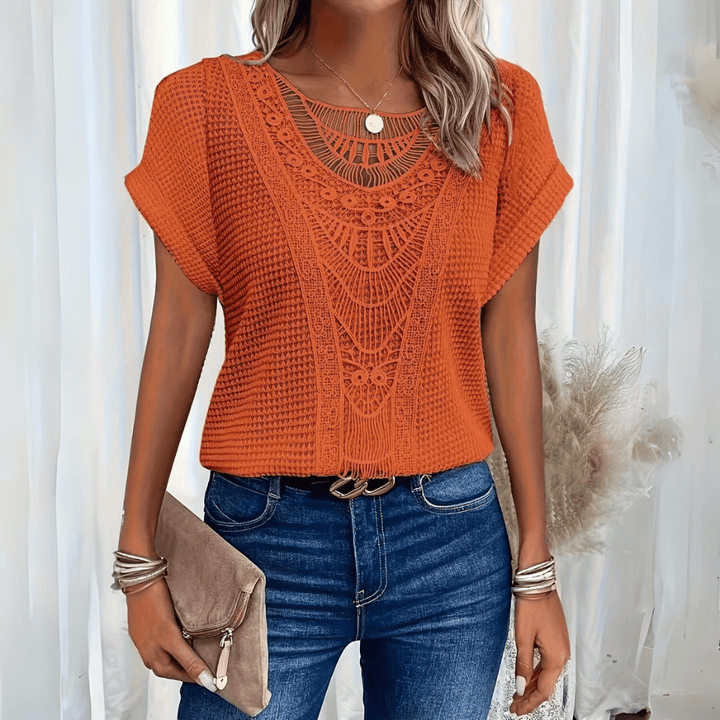 Levoire | Haut Top En Dentelle Chic Orange
