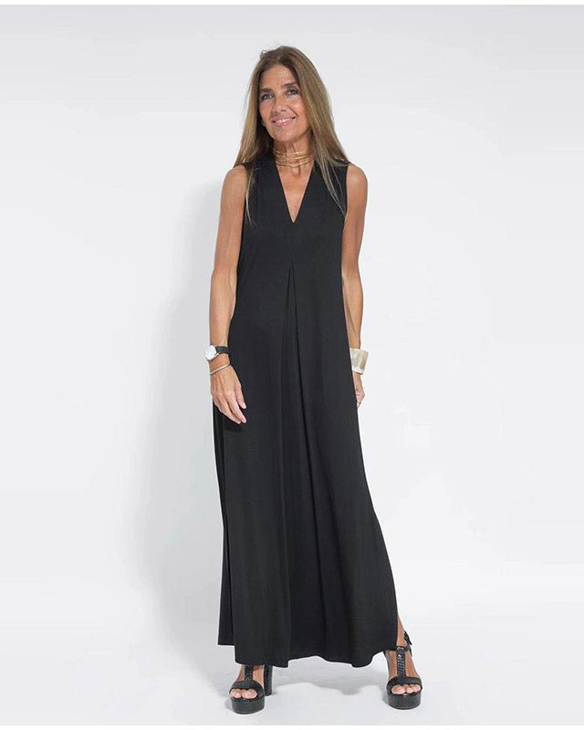 Levoire | Robe Maxi Élégante Sans Manches Pour Femmes Noir