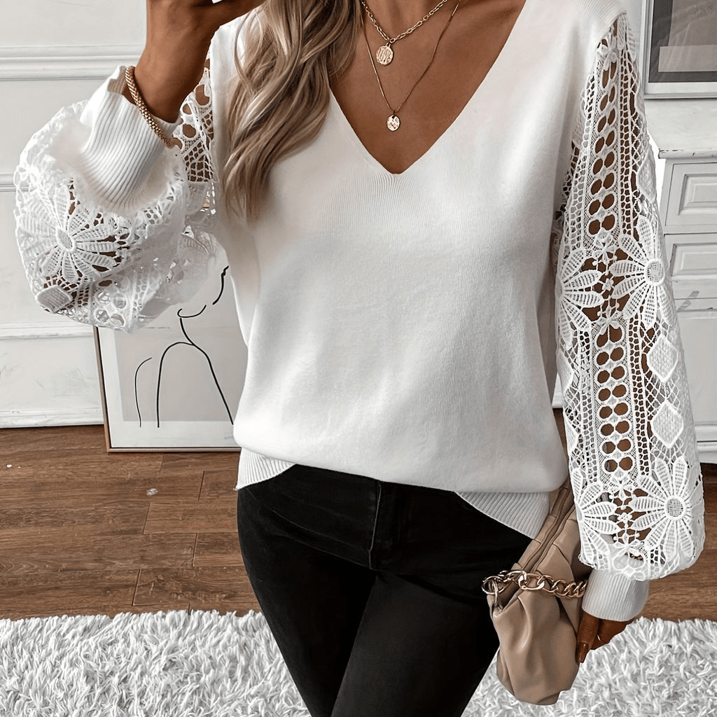Levoire | Pull Col V Printemps Femme Blanc
