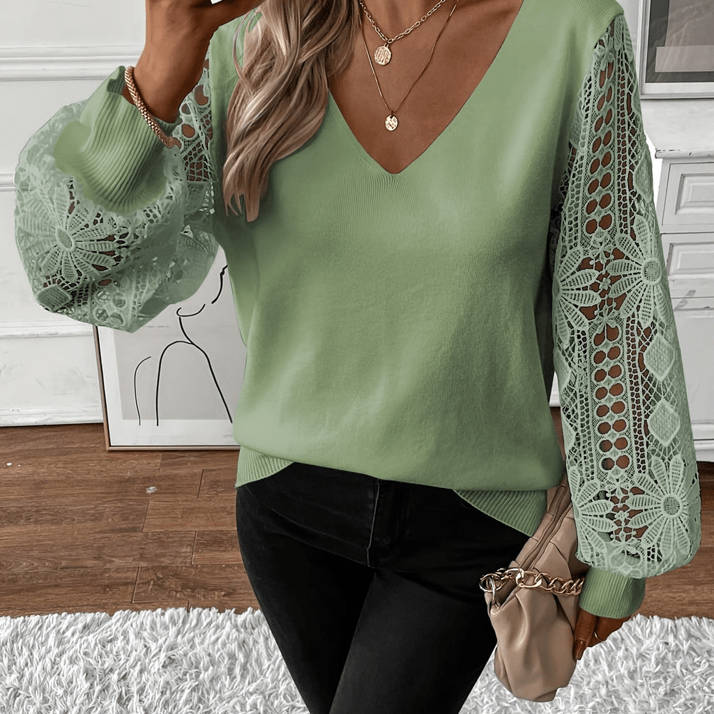 Levoire | Pull Col V Printemps Femme Vert