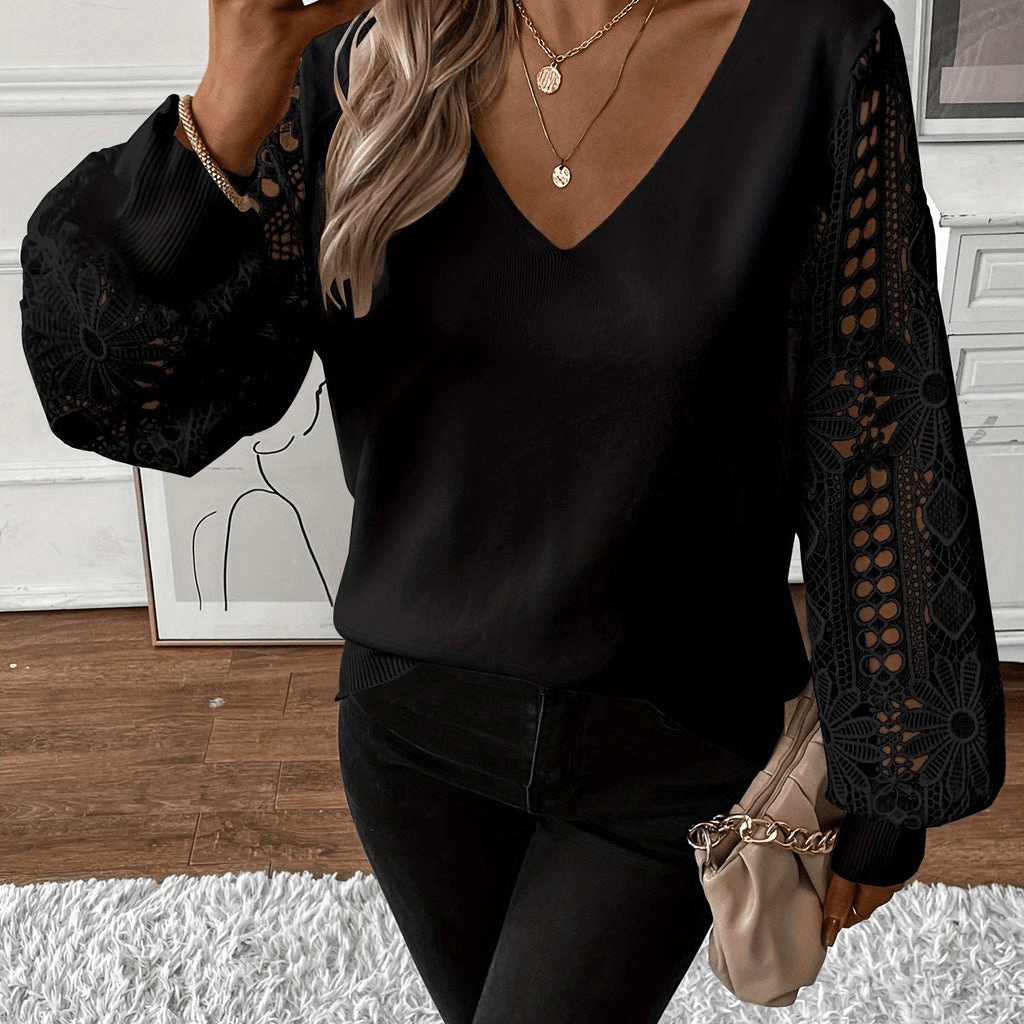 Levoire | Pull Col V Printemps Femme Noir